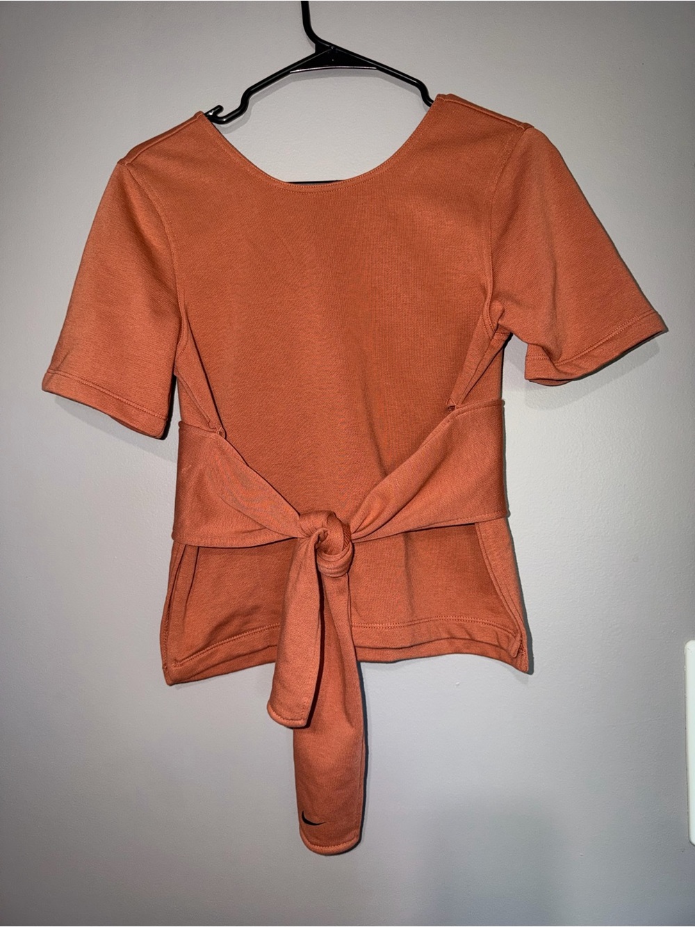 Nike Women's Short-Sleeve Tie-Back Top in Rust Orange